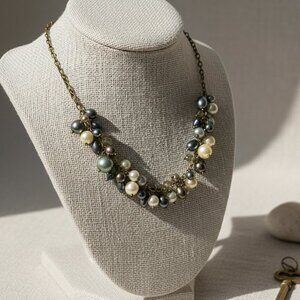 Premier Designs Multicolor Beaded Gold Chain Necklace Acrylic Beads 20"